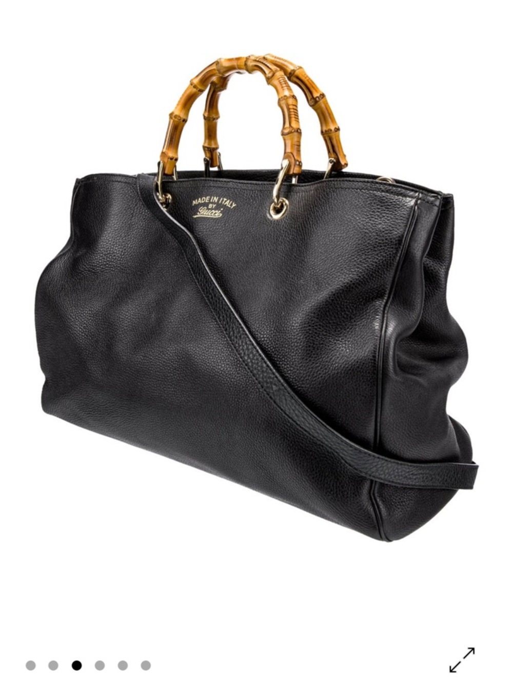 Gucci Black Leather Tote with Bamboo Top Handles - Picture 2 of 6